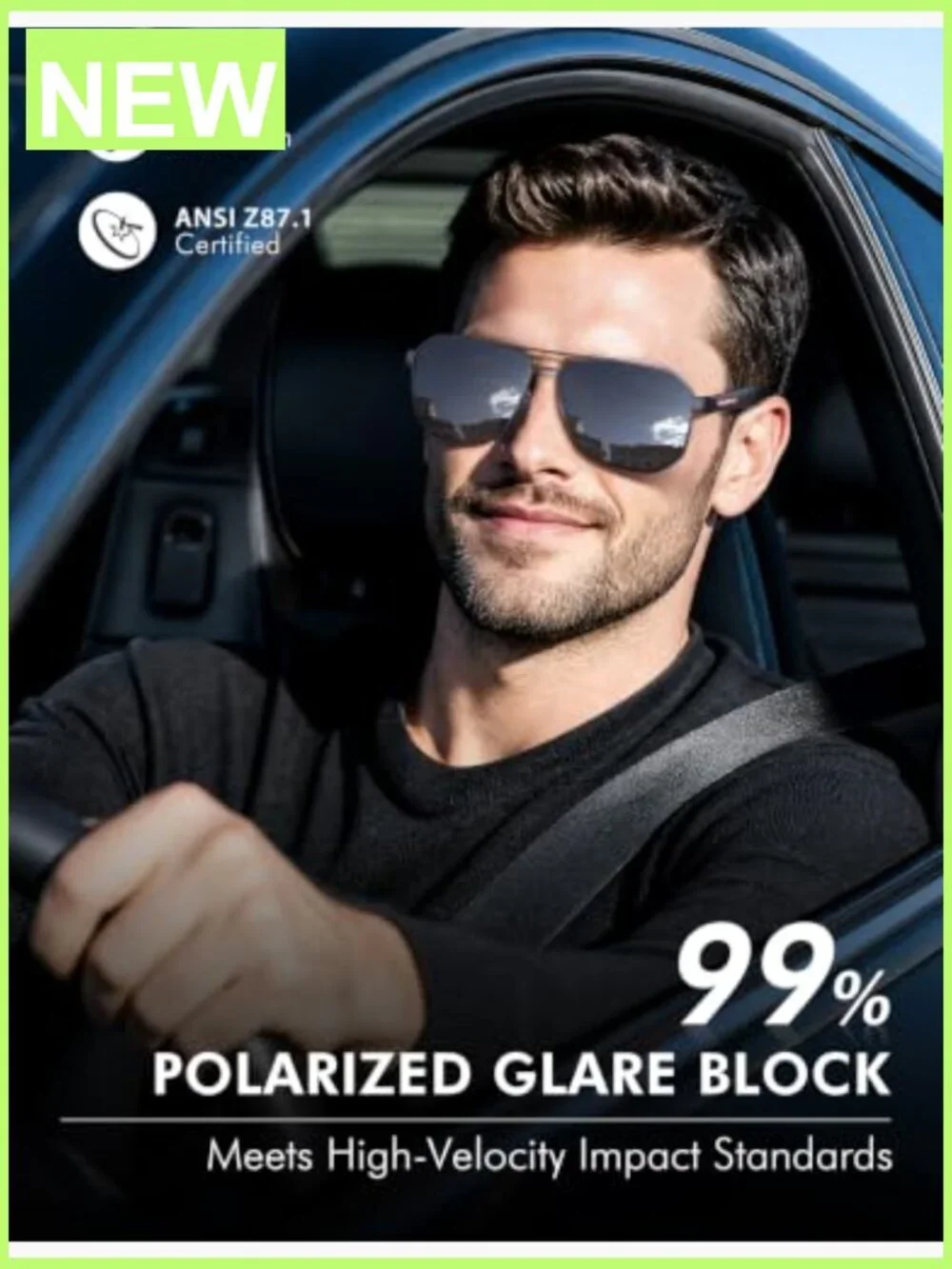 Square Aviator Sunglasses Polarized UV400 Protection Driving Outdoor